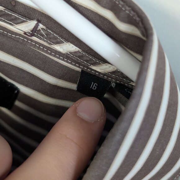 Brown and White Striped DKNY Dress Shirt - Picture 4 of 5